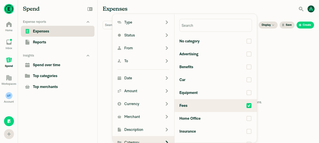 After selecting Fees - same 8 items at same positions, no scroll jump