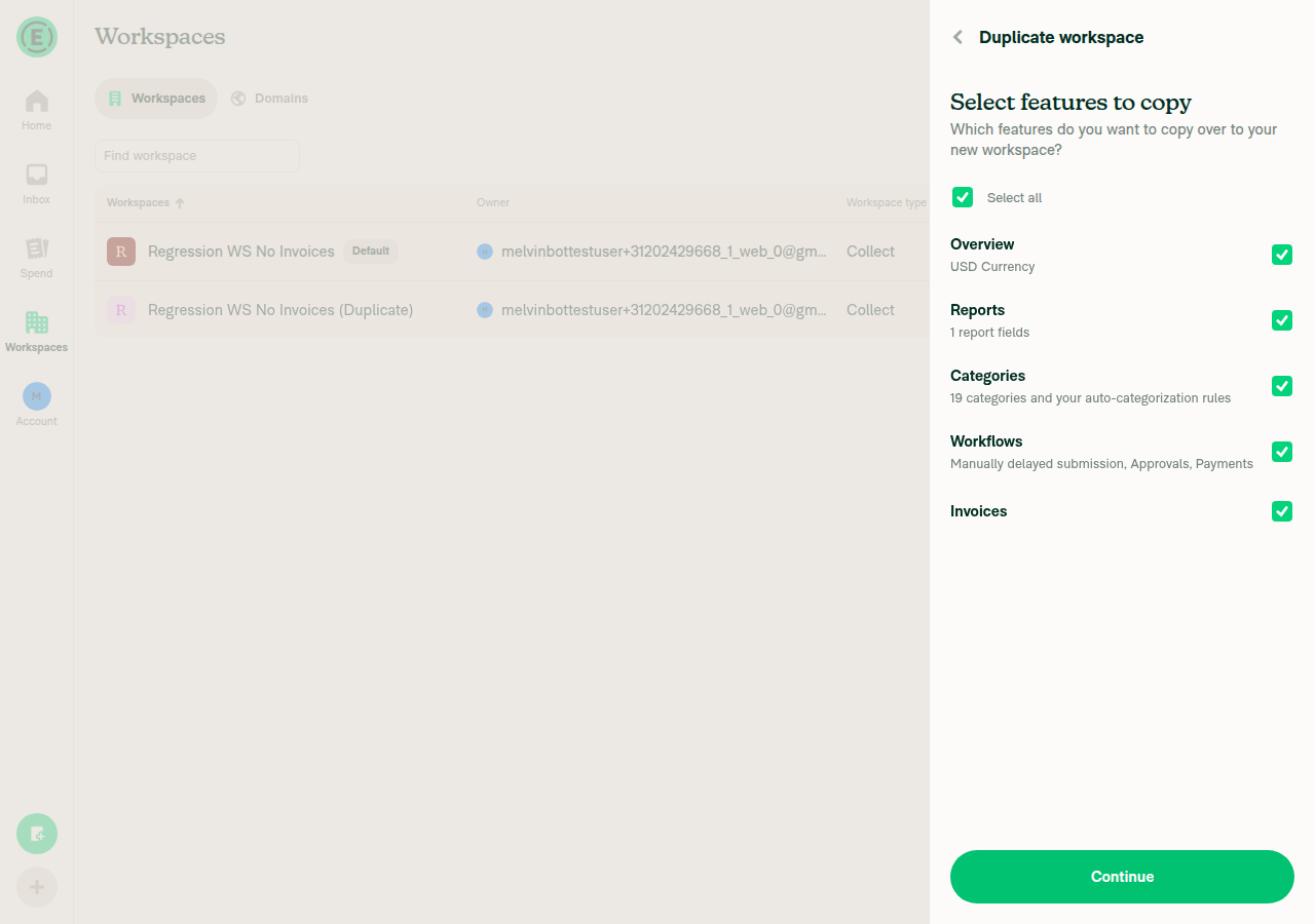 Scenario 2: Invoices enabled but unconfigured — Invoices row now appears (no subtitle) and is selectable