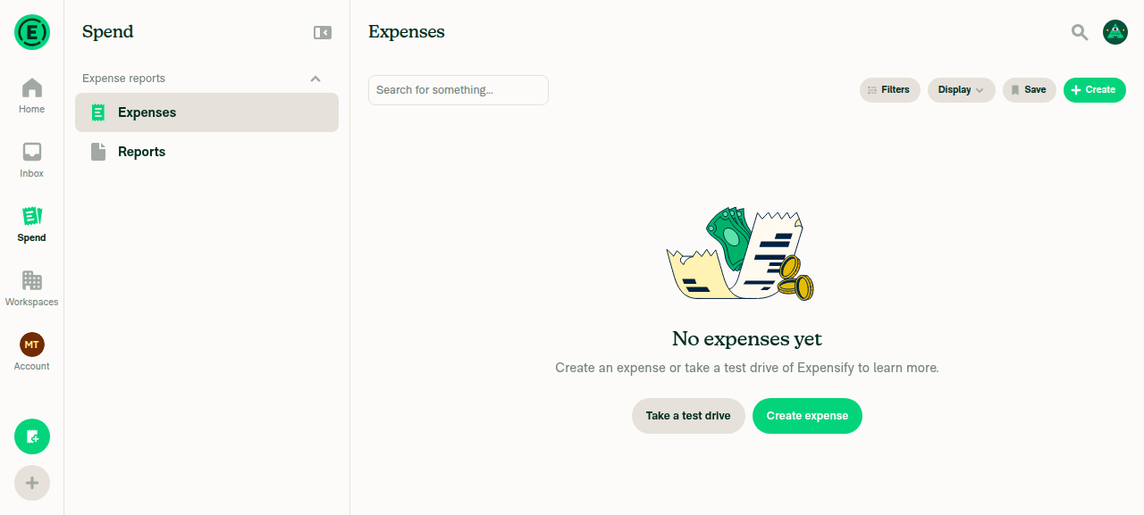 Default Expenses search after pressing Reset