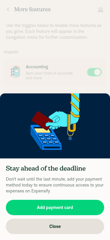 Receipt partners toggled on at 375px width