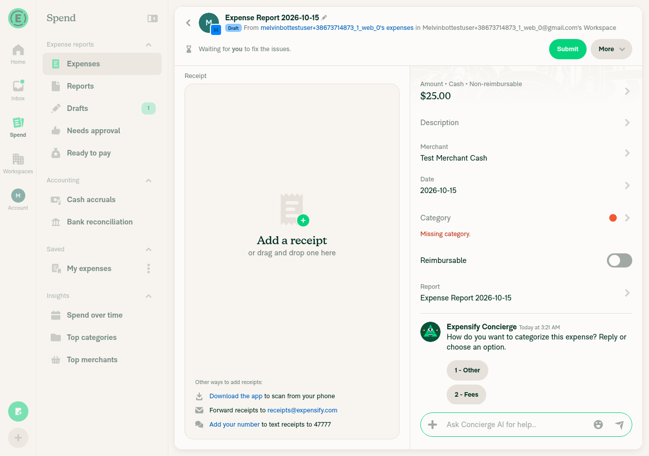 Reopened expense still Non-reimbursable