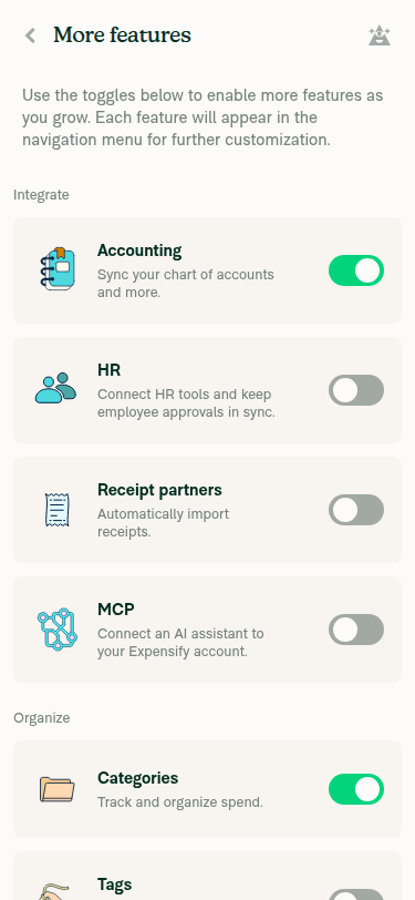 Receipt partners toggled back off at 375px width