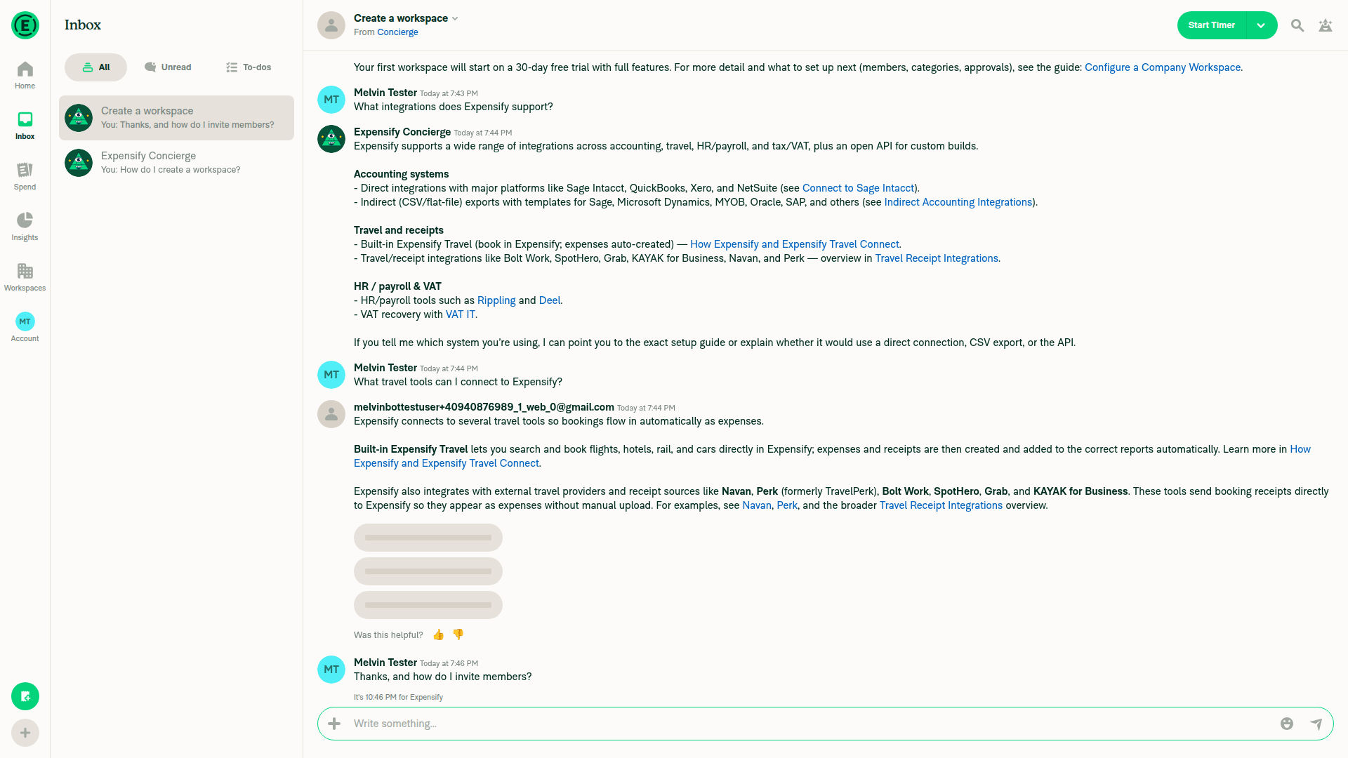 Typed message sent right after a followup click, no indicator