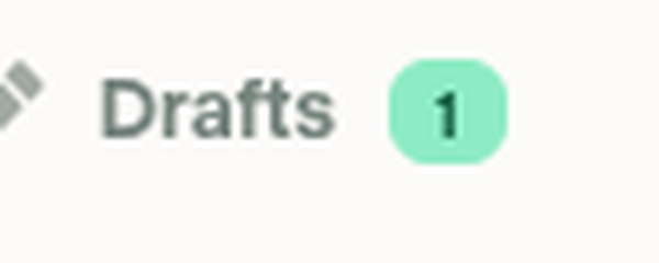 Narrow-width Search type-menu Drafts=1 badge, centered