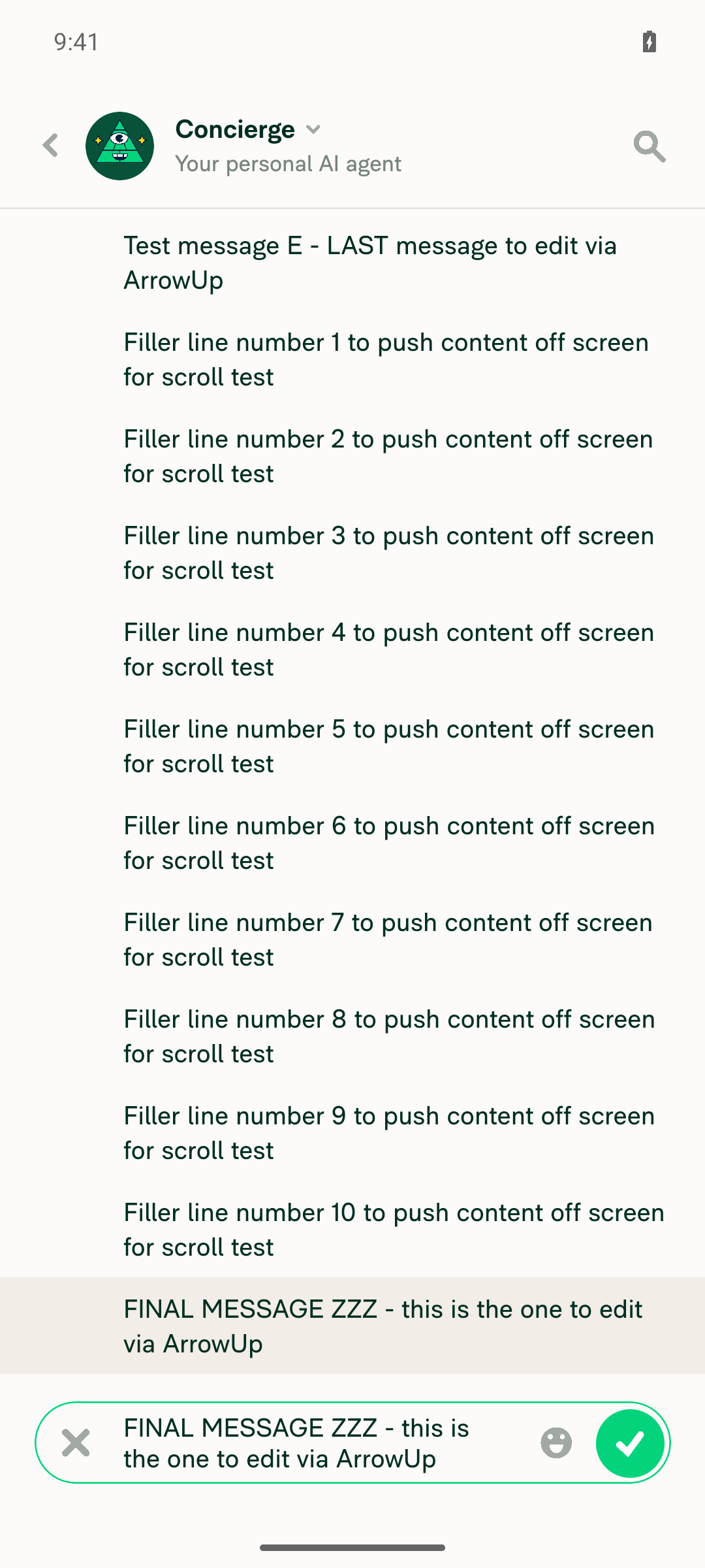 Inline editor open via long-press then Edit comment, focused