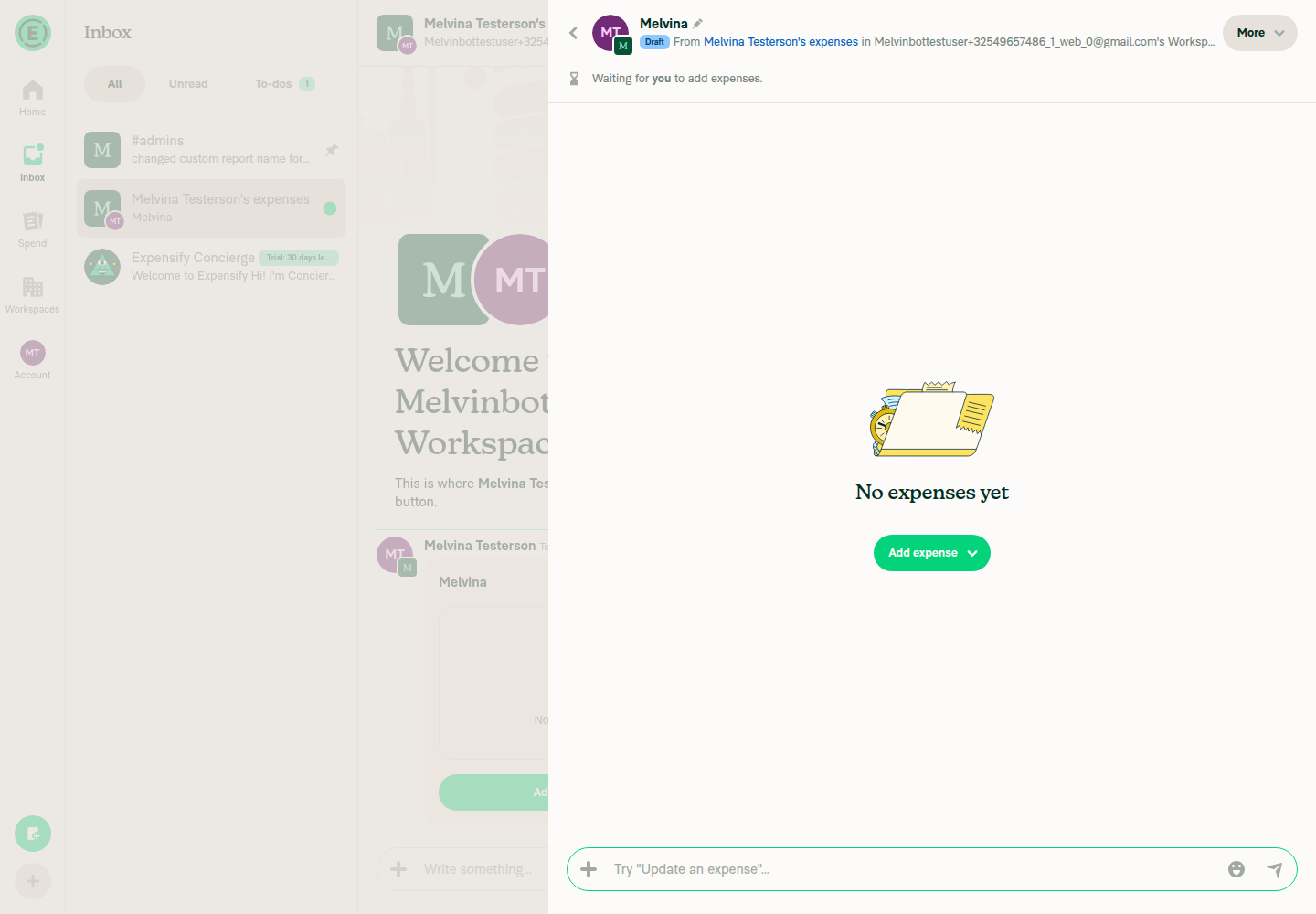 Opened report header showing title resolved to 'Melvina'