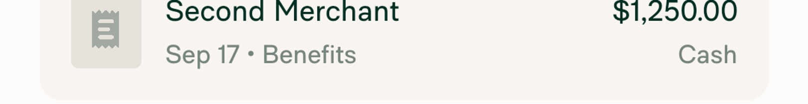Zoomed rounded bottom corners of transaction list