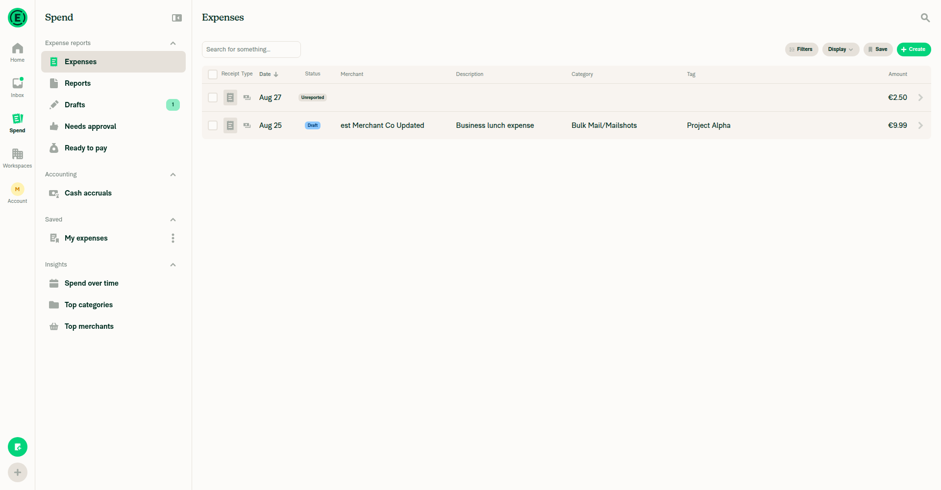 Search table showing all edited fields persisted