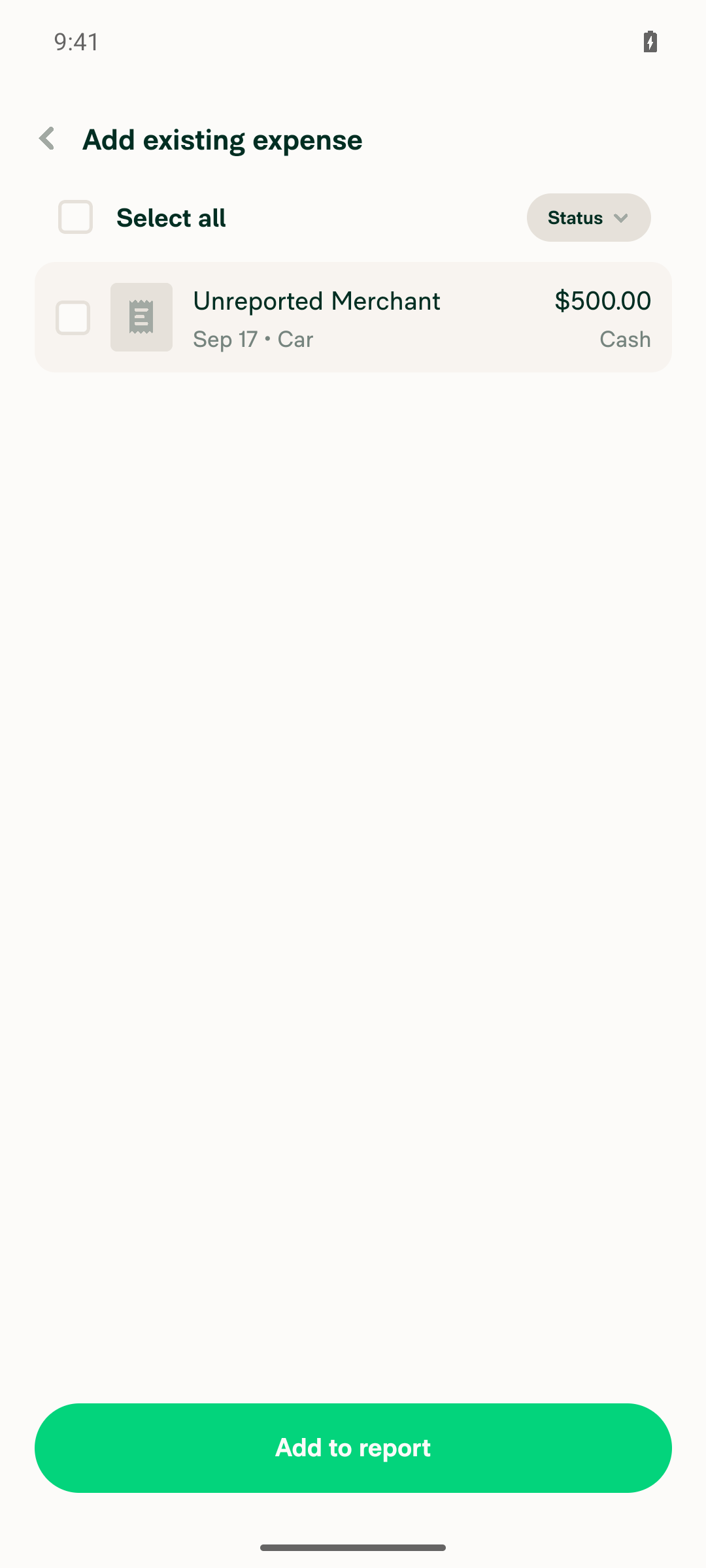 Add existing expense list with rounded row
