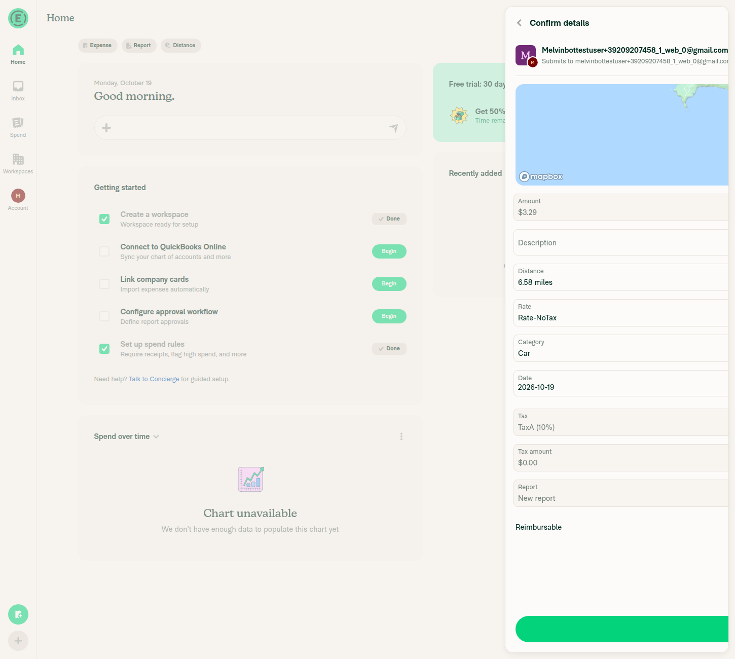 Confirm page: Tax TaxA (10%), Tax amount $0.00