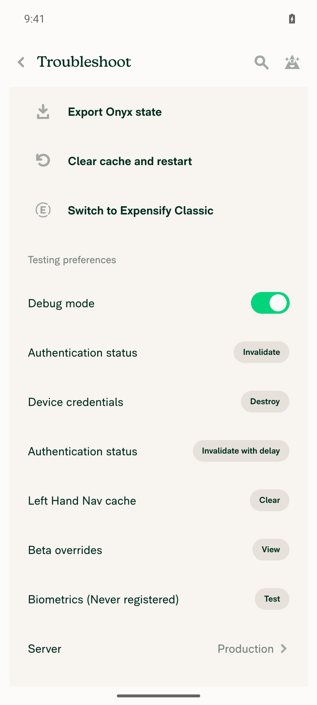 Troubleshoot page with Debug mode on
