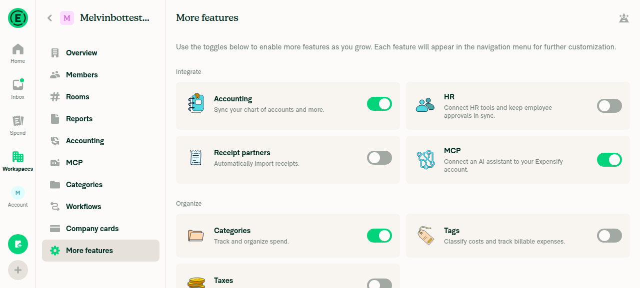 More features, beta off, Integrate toggles