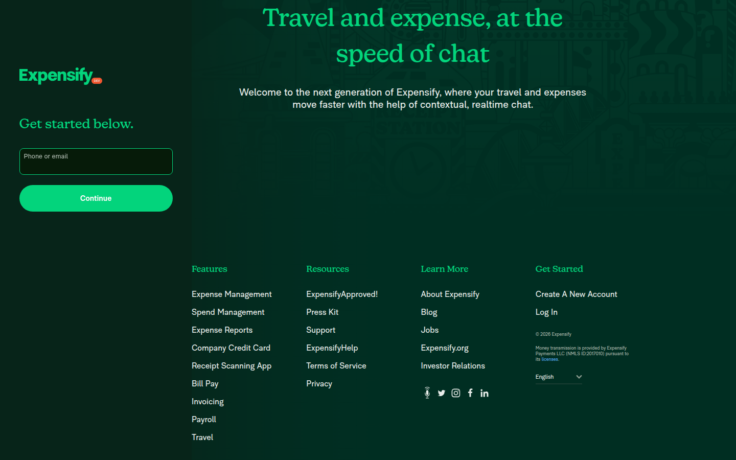 Sign-in page middle view showing hero heading (H1) and footer headings (H2)