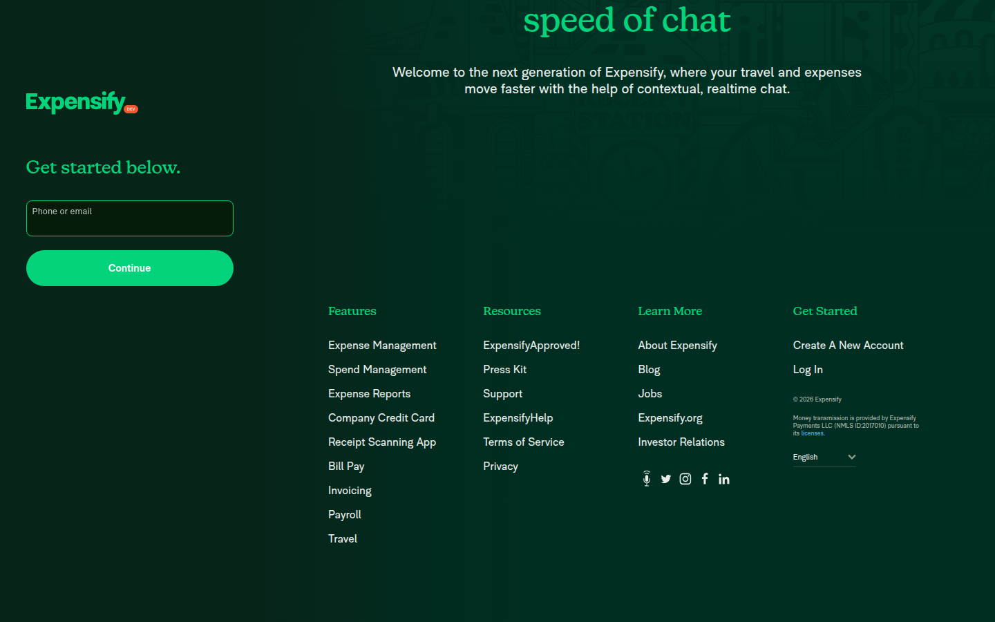 Sign-in page footer section showing Features Resources Learn More and Get Started h2 headings