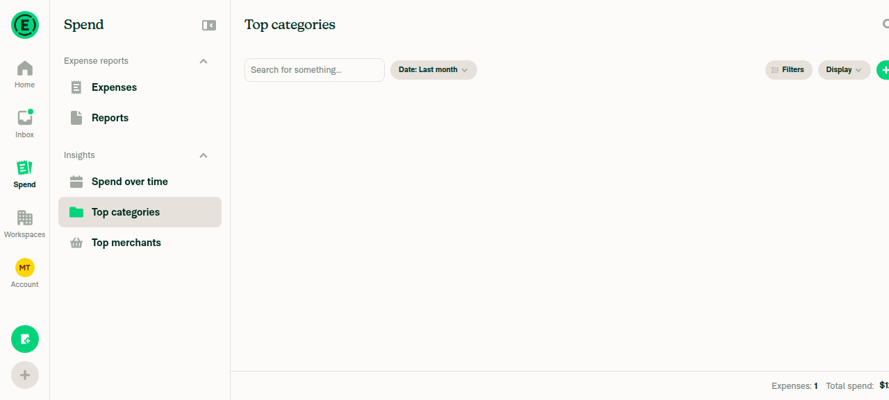 Top categories content area blank