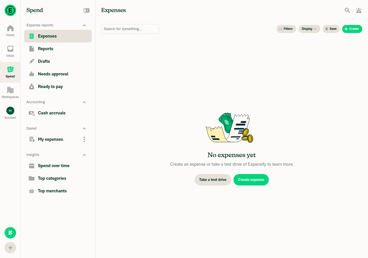 Expenses search page loaded