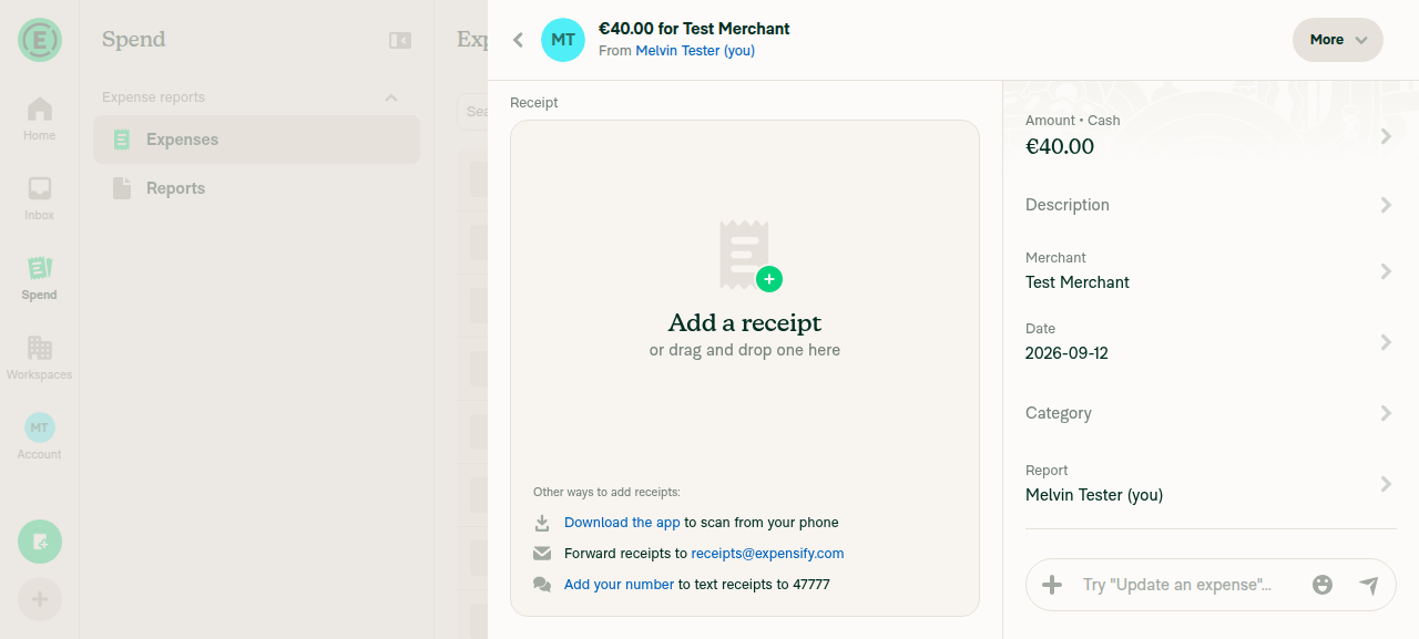 Final stable expense detail view after all edits, no error banners