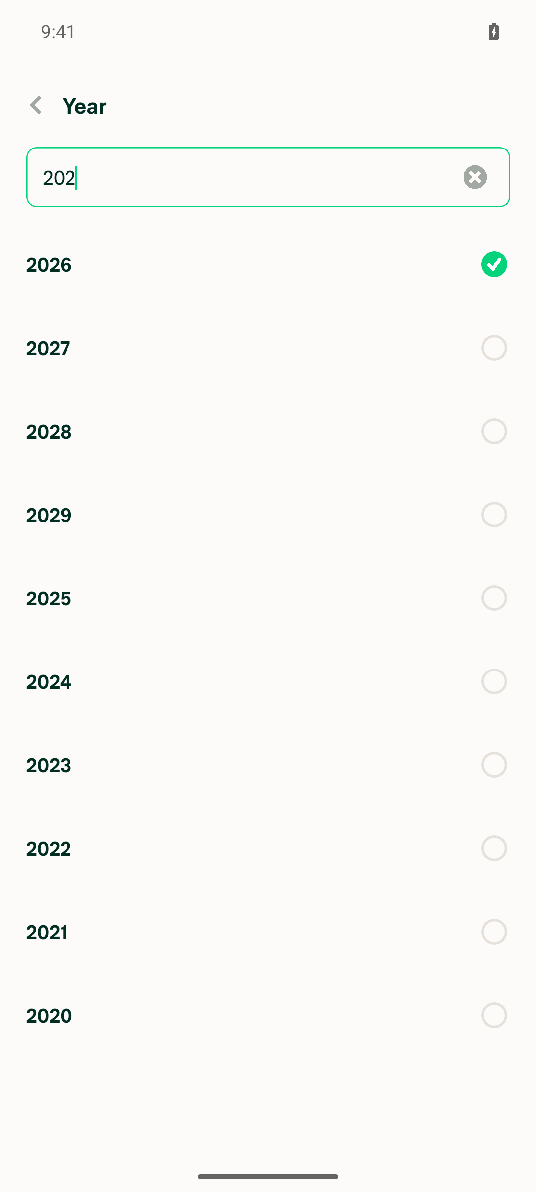 Year search 202 with 2026 selected first