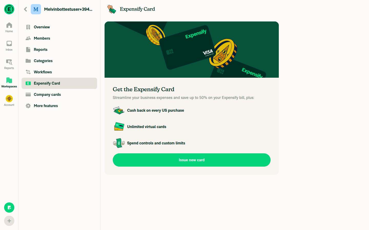 Workspace Expensify Card page empty state